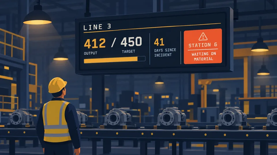 Line output, target and station status above the line.
