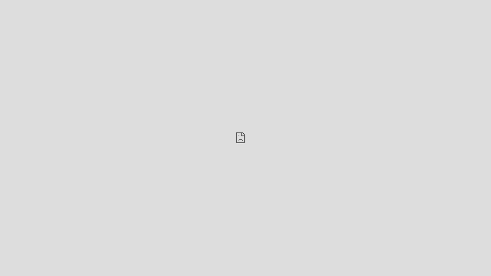 The web Player's blocked frame: a small grey sad-face page icon centred on a light grey screen